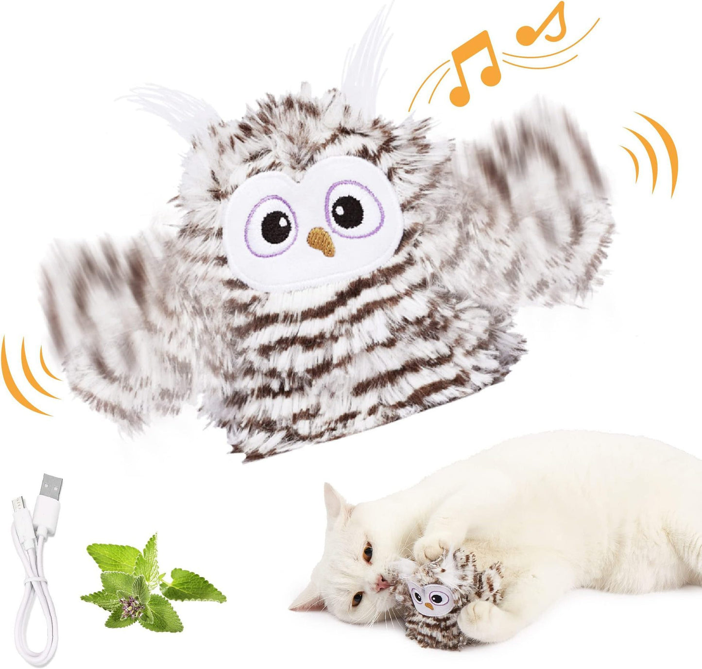 Interactive Cat Plush Toys For Indoor Cats Automatic Flapping Bird Cat Toy USB Rechargeable Electronic Pet Enrichment Toys